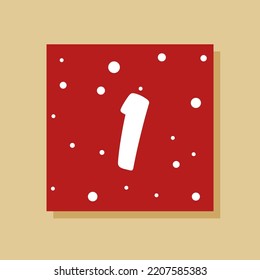 Calendario de envío de navidad vectorial. Afiche de las vacaciones de invierno con fecha 1 de diciembre. Decoración de un día agradable. Fondo del copo de nieve. Año Nuevo.