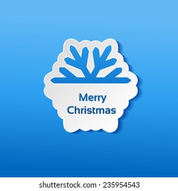 Vector Christmas advertising snowflake on the blue background