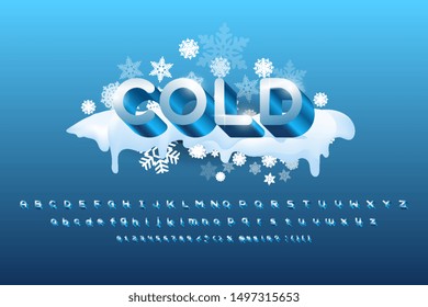 Vector Christmas alphabet font and numbers with hashtag symbol. Cute 3 D style font font for Christmas and New year design. Font for logo signs, gift cards.
