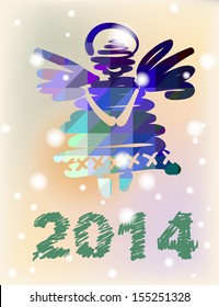Vector Christmas angel and New Year hand-painted decoration