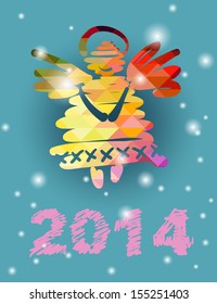 Vector Christmas angel and New Year hand-painted decoration