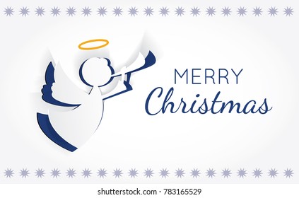 Vector christmas angel. Paper carving silhouette. Happy new year card. Hand-made angel on white background.Paper christmas symbol and icon. Decoration design. Holy spirit. Mock-up for your design