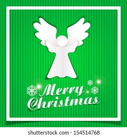 Vector Christmas Angels / Simple vector Angels made from origami paper / Origami Christmas Angels greeting card / Merry Christmas Greeting Card with Angels 
