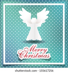 Vector Christmas Angels / Simple vector Angels made from origami paper / Origami Christmas Angels greeting card / Merry Christmas Greeting Card with Angels 