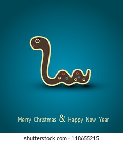 vector christmas background. Asian symbol of the new year, a snake.