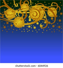 vector christmas background with balls and ribbons