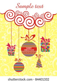 Vector Christmas background with  baubles and place for your text