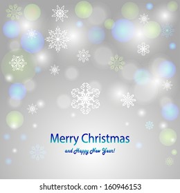 Vector christmas background with blue bokeh