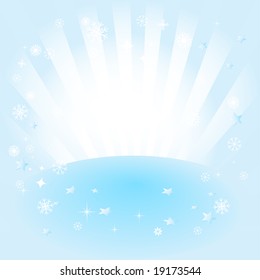 fondo de navidad vectorial en explosión de estrella azul