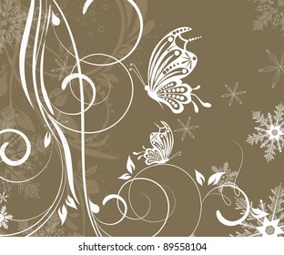 vector Christmas background with butterfly