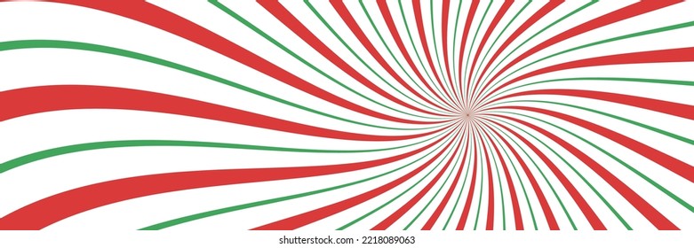 Vector Christmas background. Candy cane, lollipop pattern. Long horizontal banner.