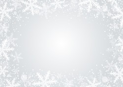 Vector Christmas Background Concept Design Of White Snowflake And Snow With Copy Space