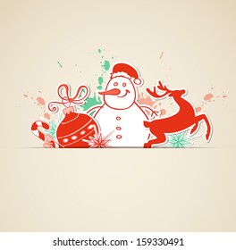 Vector Christmas background with cut out paper decorations
