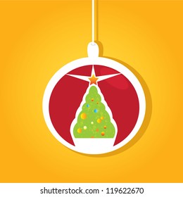 vector christmas background. cut paper design . vector christmas ball. xmas card