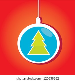 vector christmas background. cut paper design . vector christmas ball. red xmas card