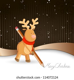 Vector Christmas Background with a Cute Reindeer