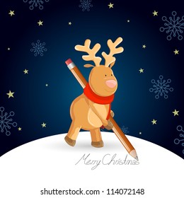 Vector Christmas Background with a Cute Reindeer
