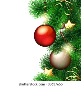 Vector Christmas background with decorated Christmas tree