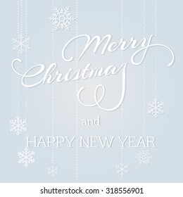 Vector Christmas background with decorations, snowflakes and text