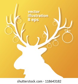 vector christmas background. vector christmas deer. christmas brochure with stars. cut paper.
