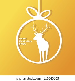 vector christmas background. vector christmas deer. christmas brochure with stars. cut paper.