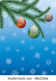 Vector christmas background with a fir branch.