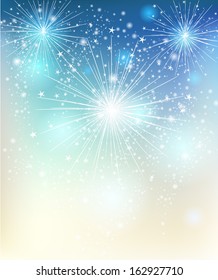 Vector Christmas Background With Fireworks. Vector Design