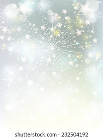 Vector Christmas background with fireworks. Vector design