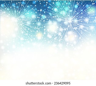Vector Christmas background with fireworks. Vector design
