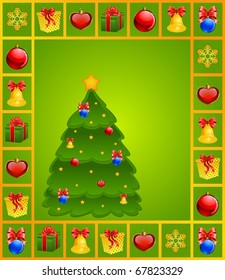 Vector christmas background with fir-tree