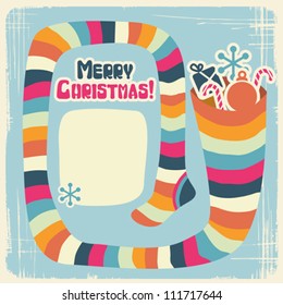 Vector Christmas background with funny socks for gifts.