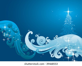 vector christmas background with fur-tree