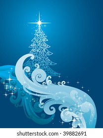 vector christmas background with fur-tree