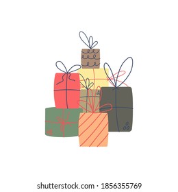Vector Christmas background with gift boxes. Stock illustration