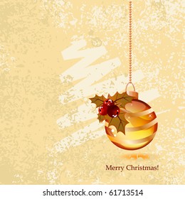 Fondo de navidad vectorial con bola de oro