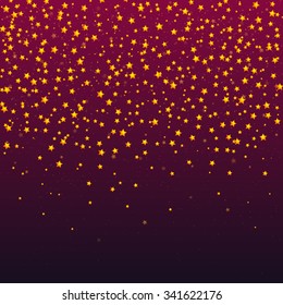 Vector Christmas background with gold falling stars. Abstract illustration