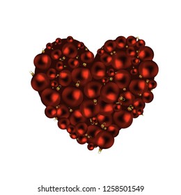 Vector christmas background - heart shaped balls.
