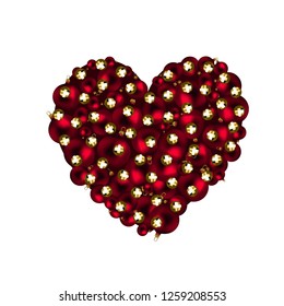 Vector christmas background - heart shaped balls.
