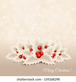 Vector Christmas background with holly