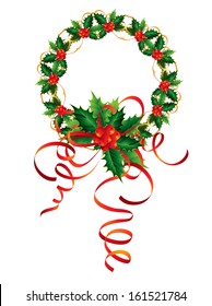 Vector Christmas Background With Holly