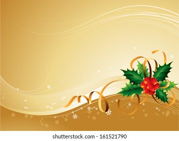 Vector Christmas Background With Holly