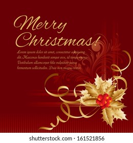 Vector Christmas Background With Holly