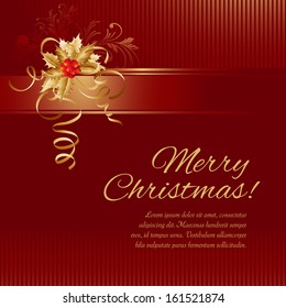 Vector Christmas Background With Holly