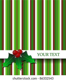 Vector Christmas background with holly berry and copyspace