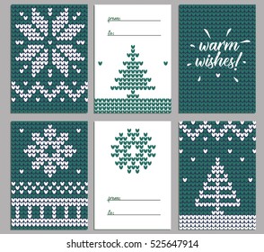 Vector Christmas background. Illustration of Knitted Sweater Greeting card for Design, Website, Background, Banner. Christmas Flyer Template. Holiday Winter gift tags. Scandinavian style.