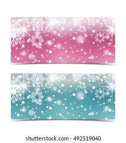 Vector Christmas background, Merry Christmas banners with snow