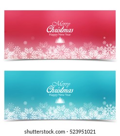 Vector Christmas background, Merry Christmas banners with snow