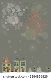 Vector Christmas with background and old houses and lanterns