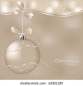  vector christmas  background with one ball and asterisks