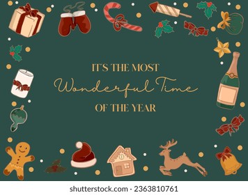 Vector Christmas Background with ornament illustration for greeting card new year